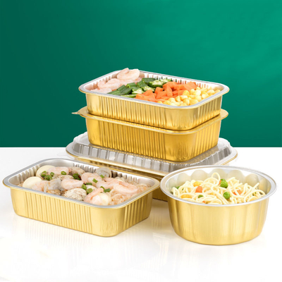 De vierkante Aluminiumfolie past Dienblad van het het Aluminiumvoedsel van Verpakkingsdozen het Beschikbare Meeneem aan