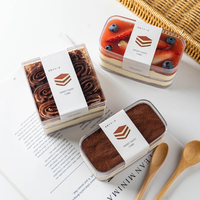 De vierkante Tiramisu-van het de Containergebakje van de Cakeopslag van het de Moussedessert Zoete Verpakkende Doos