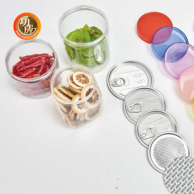 Persoonlijke heldere breedmond PET-plasticpotten in cilindersvorm voor chocolade