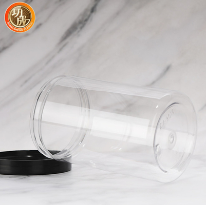 Chemische weerstand Duidelijke grote mond Plastic pet pot met deksels suiker verpakking