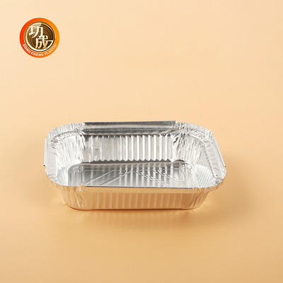 Op maat gemaakte zilveren/gouden aluminiumfolie voedselverpakkingsdozen rechthoekige/ronde vorm milieuvriendelijk afdrukken